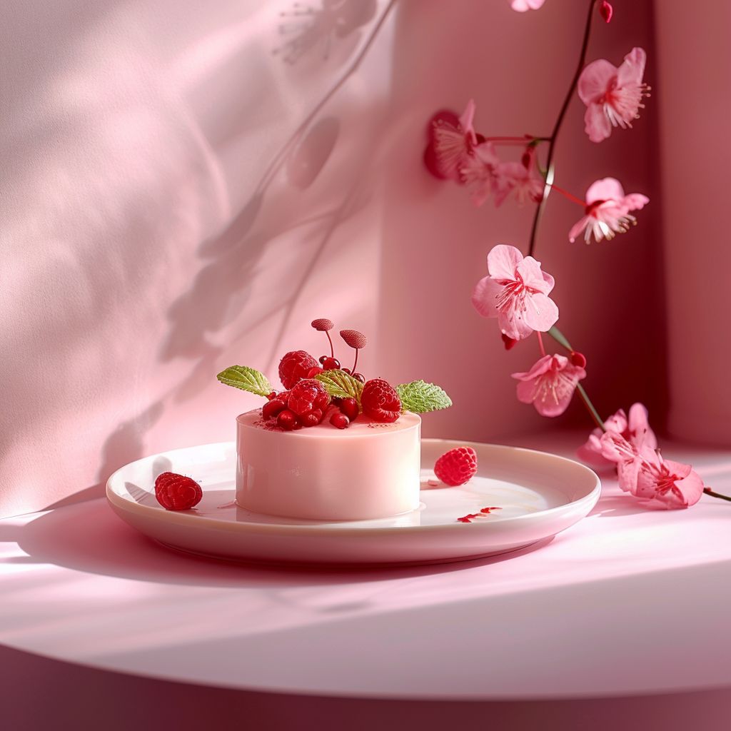 A beautifully styled dish of mnaqd4n4yv on a pale pink surface, lit by natural light.