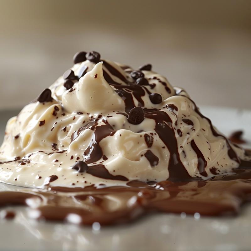 Close-up of non-alcoholic Baileys Irish Cream on a grey plate.