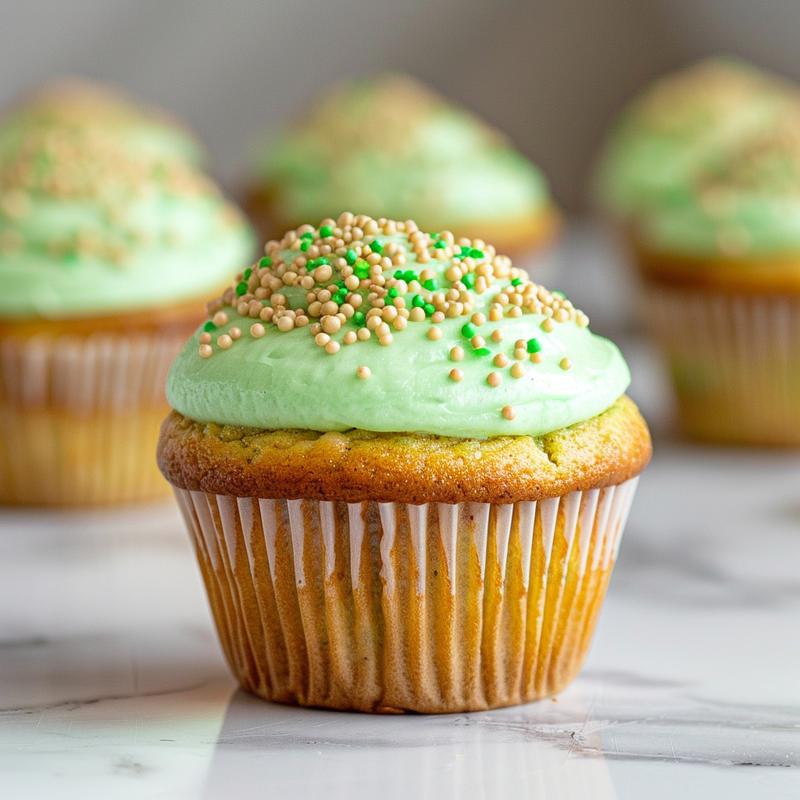 Close-up of St. Patrick's Day themed muffin gift tags.