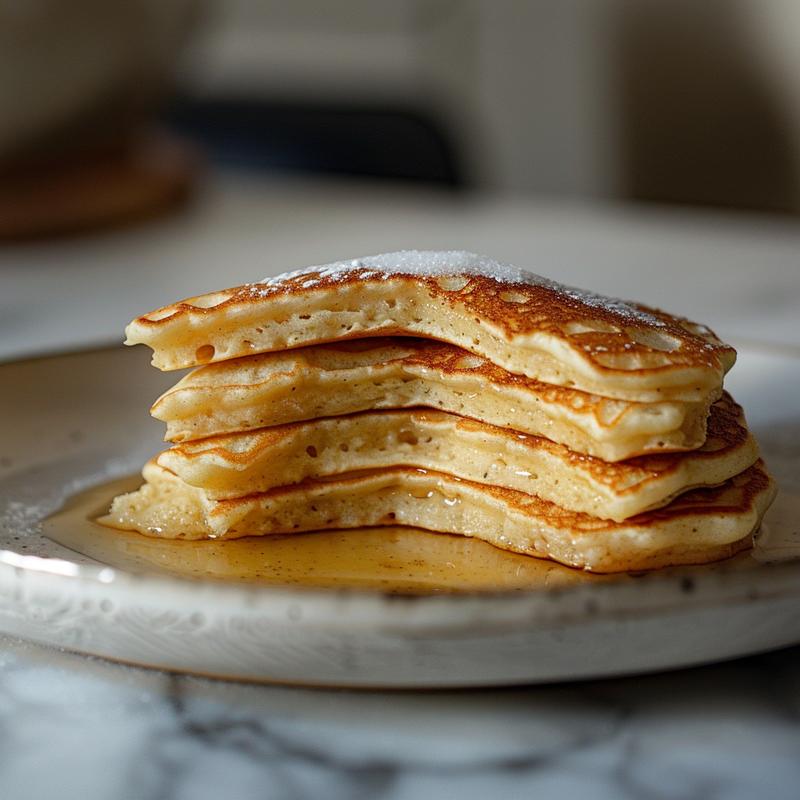 Close-up of a sliced stack of Valentine's Day pancakes.